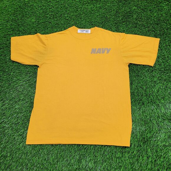 USN US Navy Shirt S/M 19x25 Yellow Spellout - Picture 2 of 13